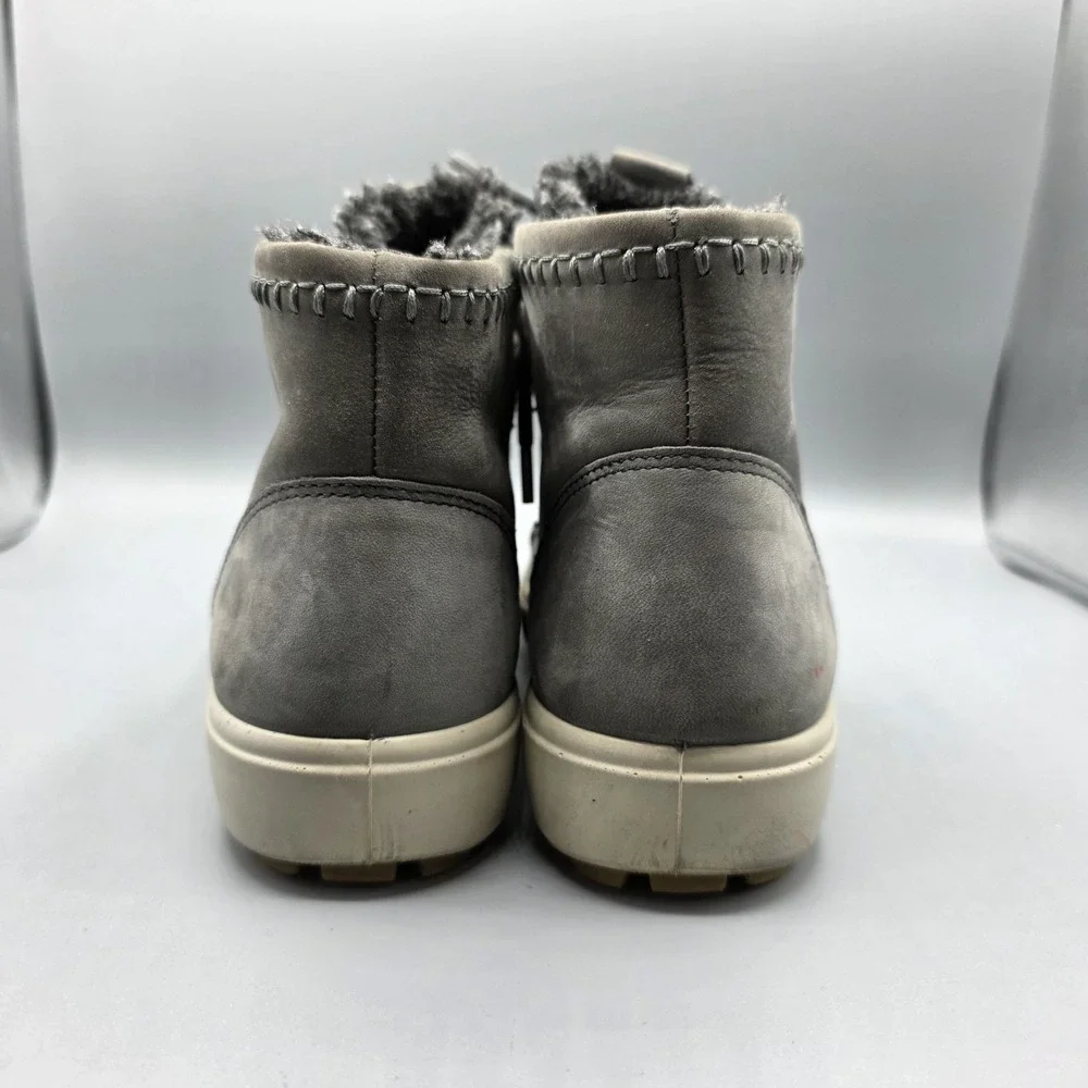 Ecco Boots Womens 8 Gray Blue Ankle Booties Lined Chukka Moccasin‎ Toe Warm
